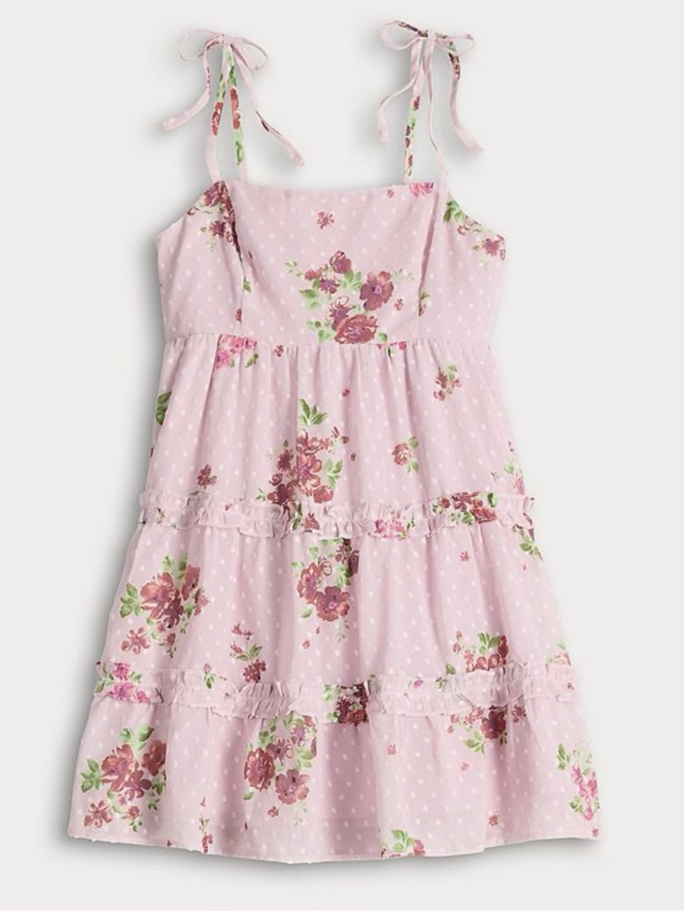 Pink Floral Tie-Shoulder Tiered Dress - Picture 5 of 5